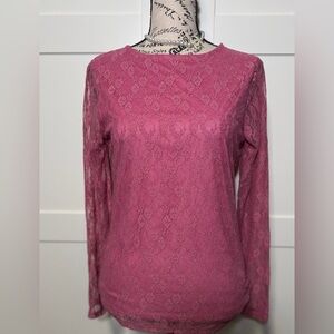 Elegant Rose Pink Lace Women's Top